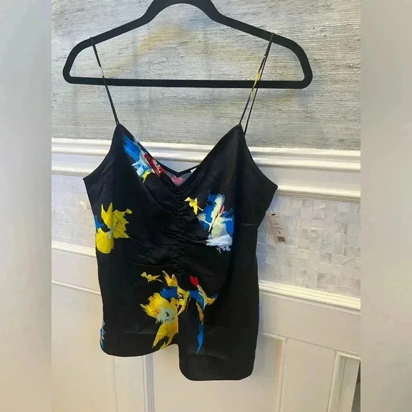 NWT new Anthropologie equipment Lexi ruched cami black medium sleeveless top - Picture 12 of 17